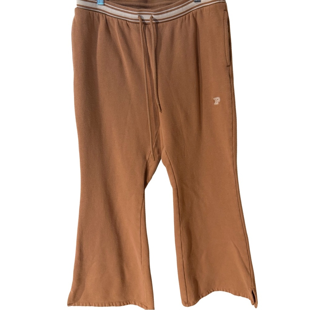 PINK Ivy Fleece Victoria's Secret Wide-Leg Drawstring Pants in Camel - Picture 2 of 7